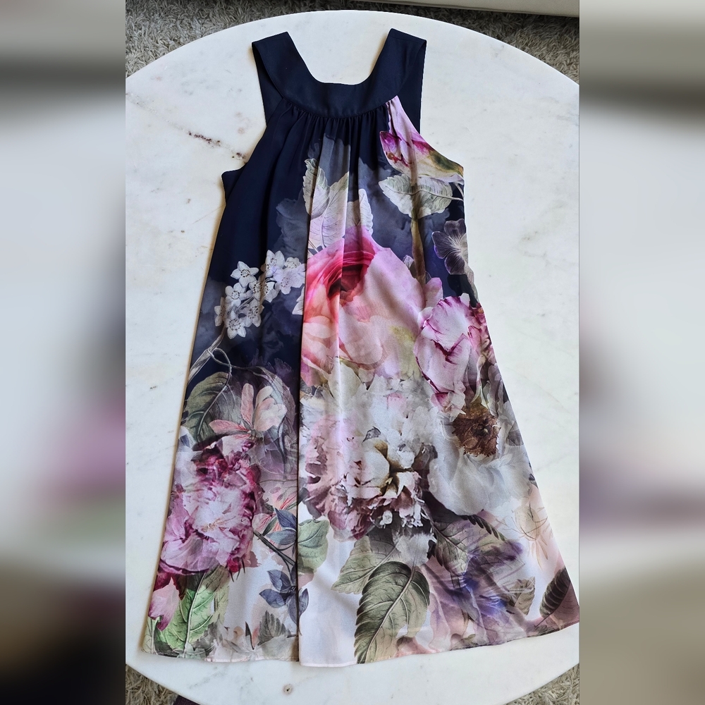 Ted Baker London floral navy dress Size 1 (EU) US4 + Size EU 4 (US10) - Picture 4 of 16
